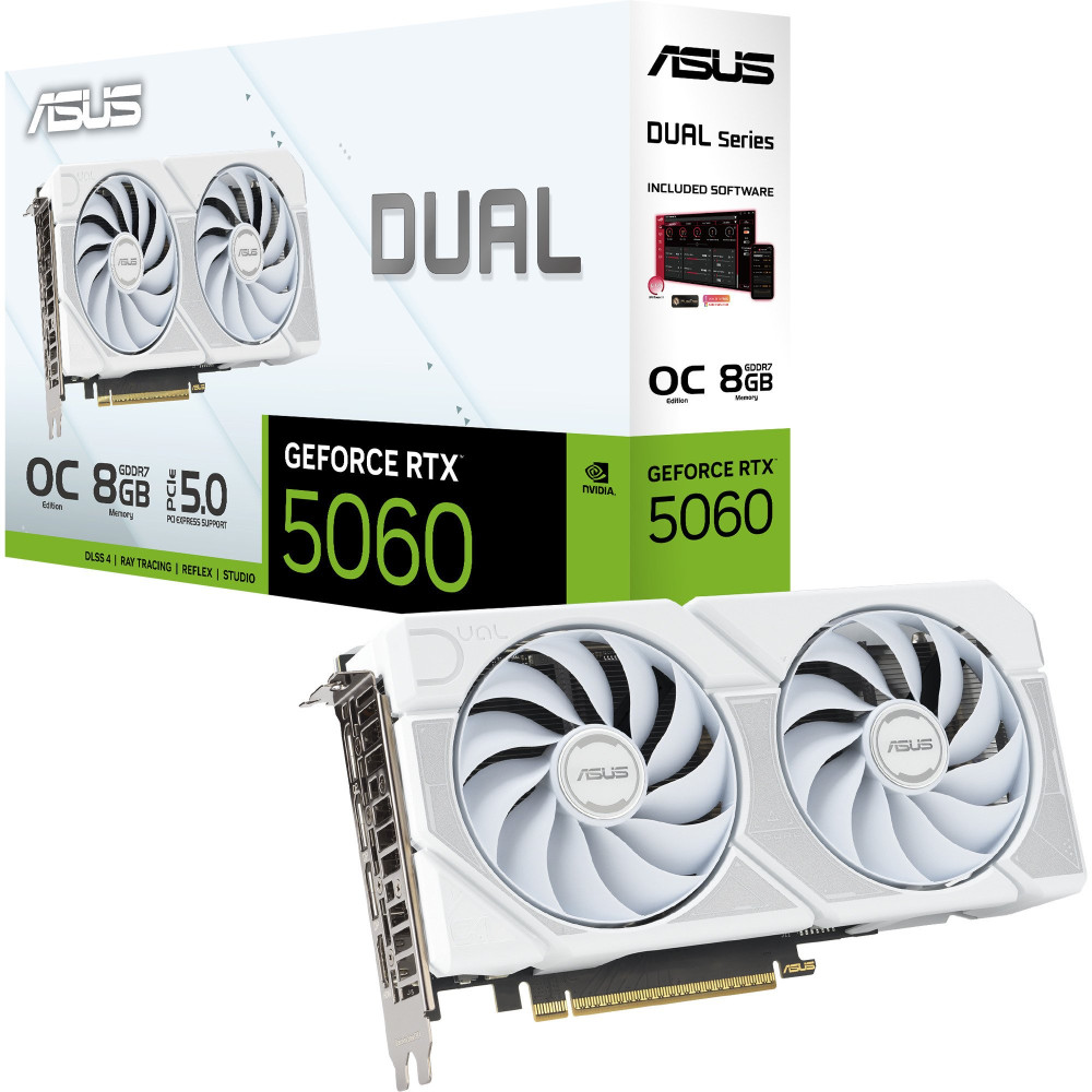 ASUS Dual -RTX5060-O8G-WHITE NVIDIA GeForce RTX 5060 8 GB GDDR7, Scheda grafica