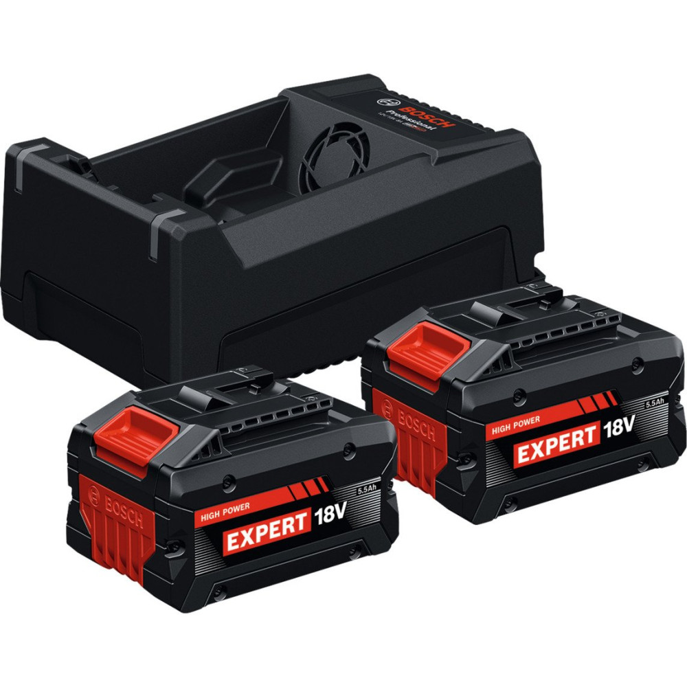 Bosch Set di avviamento EXPERT 2x EXBA 18V-55 + caricabatterie a doppia tensione GAL 12V/18V-80