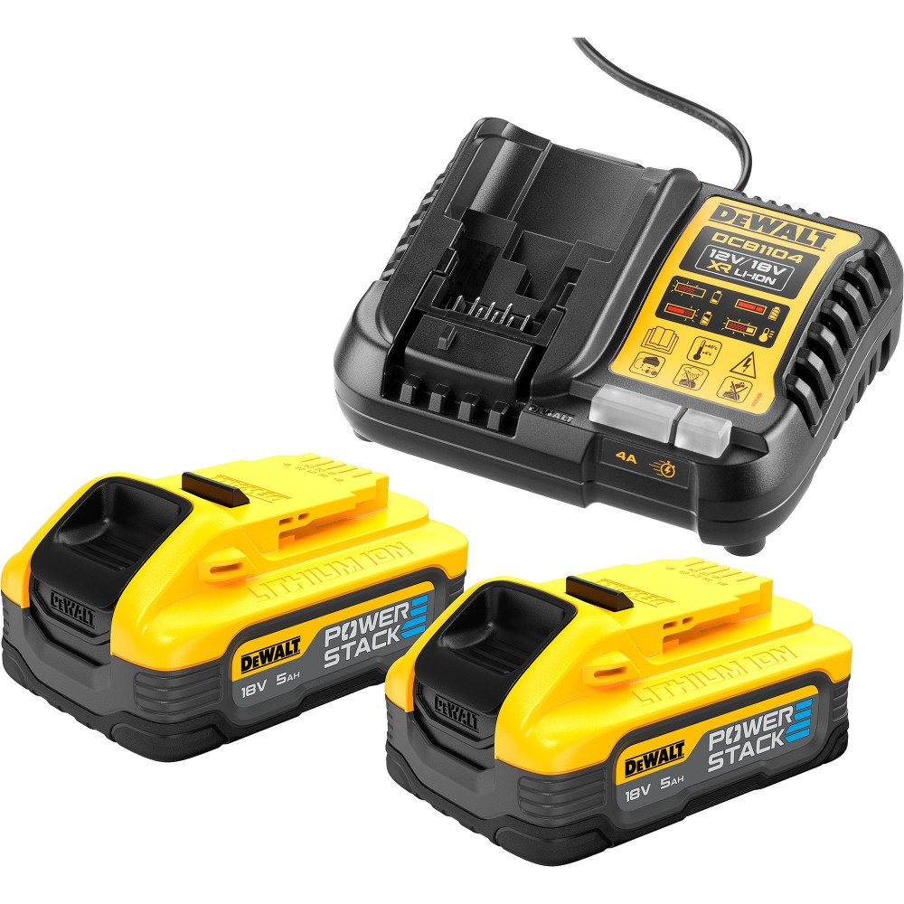 DEWALT Kit di avvio batteria Powerstack DCB1104H2, incl. 2x batteria 18 volt, set