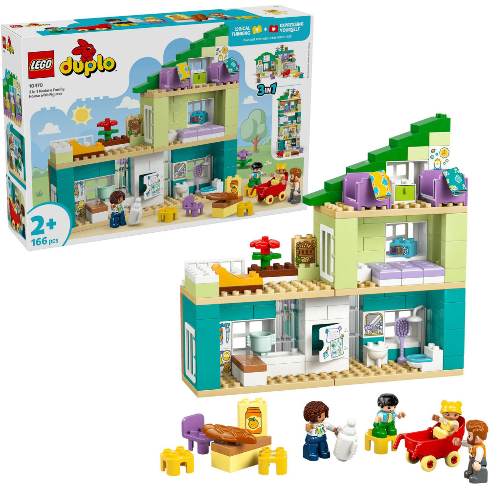 LEGO DUPLO Town Casa familiare moderna con figure - Set 3 in 1, Giochi di costruzione