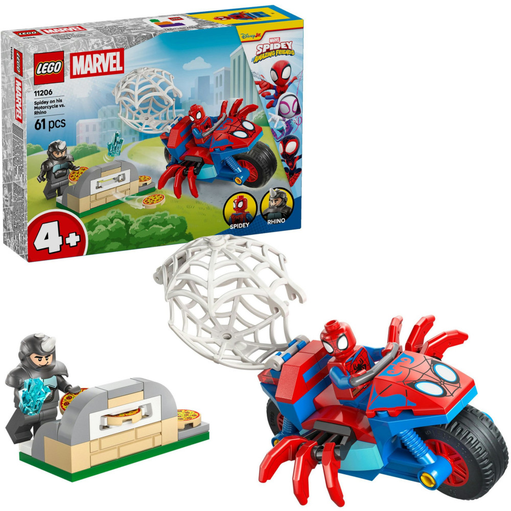 LEGO Marvel Spidey e i suoi super amici Spidey in moto contro Rhino, Giochi di costruzione
