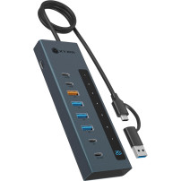 ICY BOX IB-HUB1743-CPD USB 3.2 Gen 2 (3.1 Gen 2) Type-A + Type-C 10000 Mbit/s Blu, Hub USB