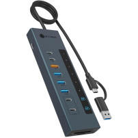 ICY BOX IB-HUB1742CR-C2PD USB 3.2 Gen 2 (3.1 Gen 2) Type-A + Type-C 10000 Mbit/s Nero, Docking station
