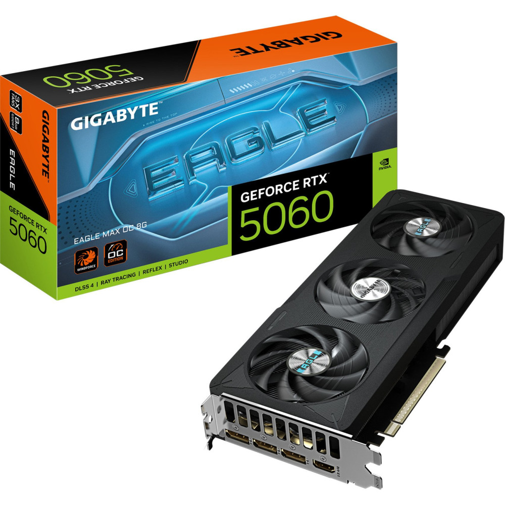 GIGABYTE GeForce RTX 5060 EAGLE MAX OC 8G Scheda Grafica – 8 GB GDDR7, 128 bit, PCI-E 5.0, frequenza core 2550 MHz, 3 x DisplayP