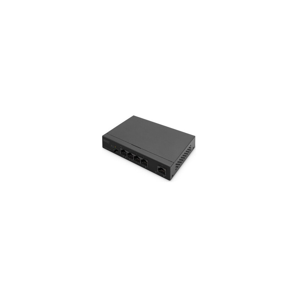 DIGITUS Switch di rete PoE Gigabit a 4+1 porte, desktop, non gestito, 1 porta uplink RJ45, 60 W, af/at