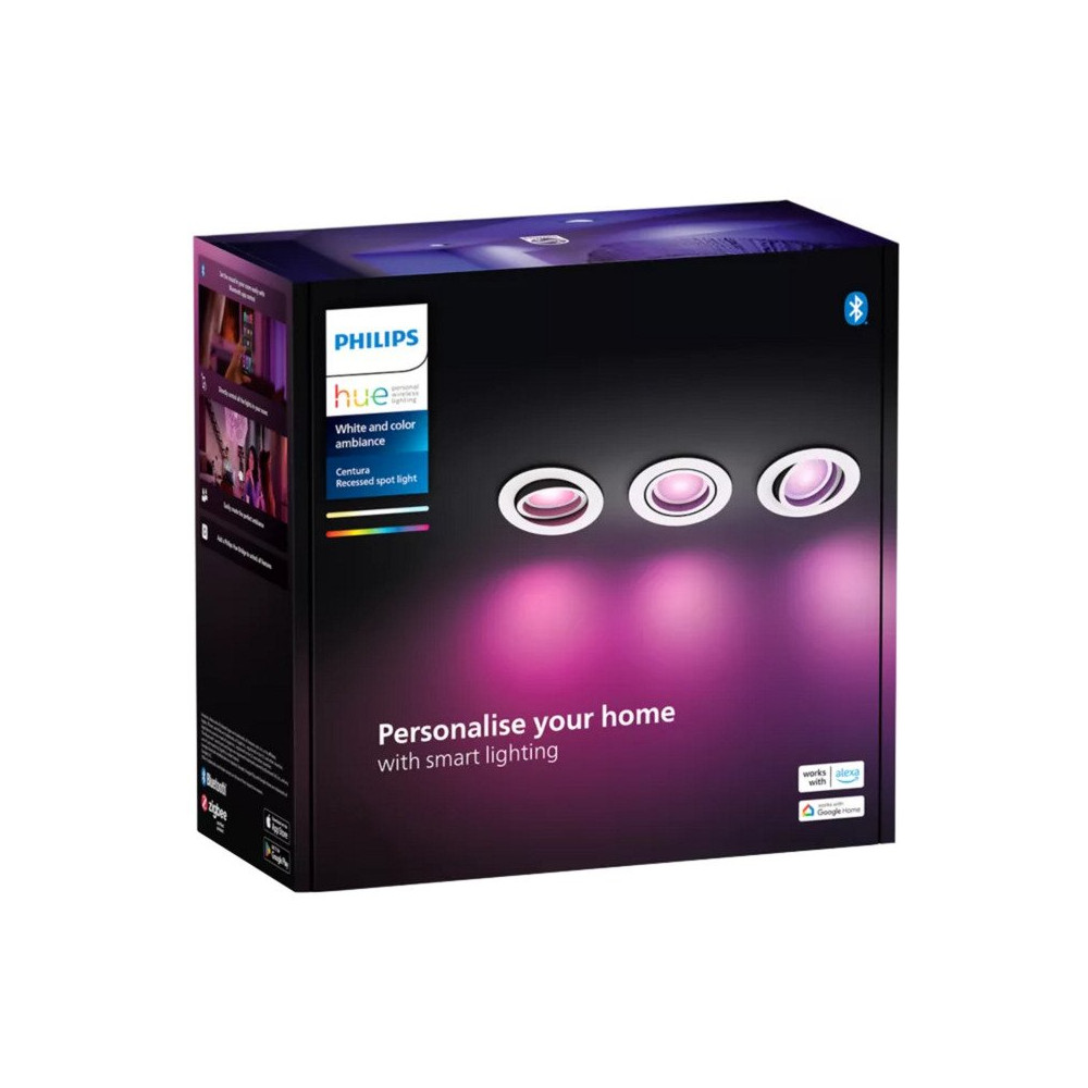 Philips Hue White Ambiance Adore bagno faretti da incasso e da appoggio (confezione da 3), Luce LED