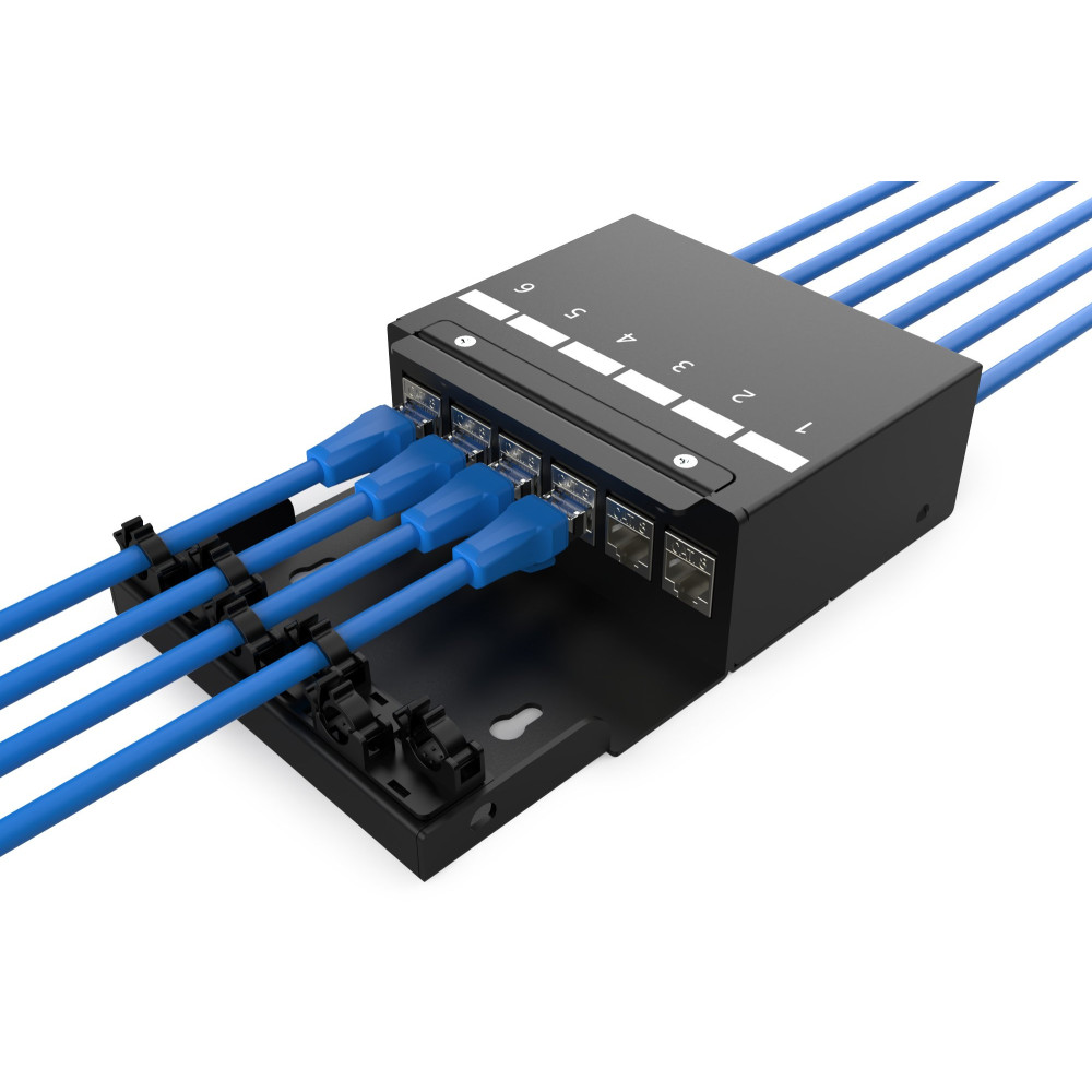 Cassettino del punto di consolidamento DIGITUS, 6 porti moduli Keystone con intelligente gestore dei cavi