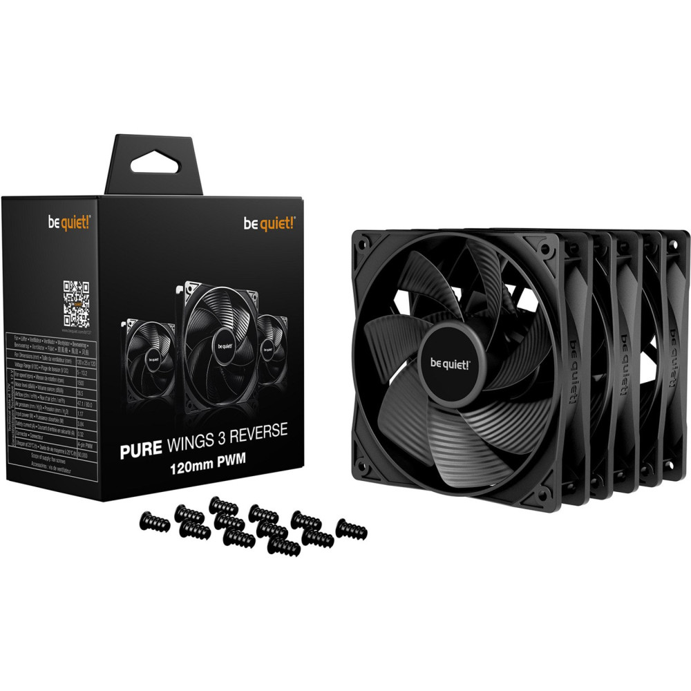 be quiet! Pure Wings 3 120mm | PWM Reverse Triple-Pack Case per computer Ventilatore 12 cm Nero 3 pz, Ventola