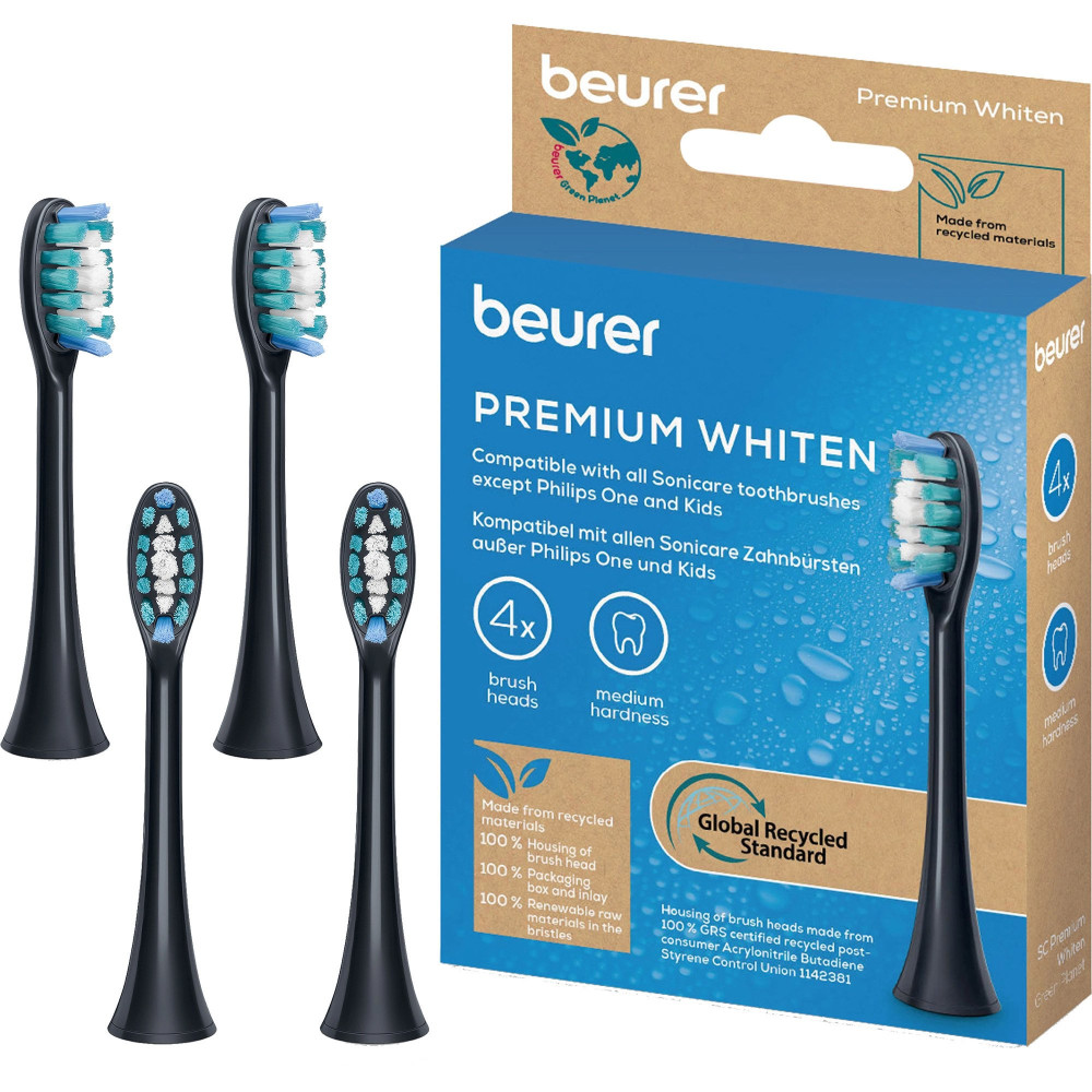 Beurer SC Testine di spazzola Premium Whiten Green Planet, Testina