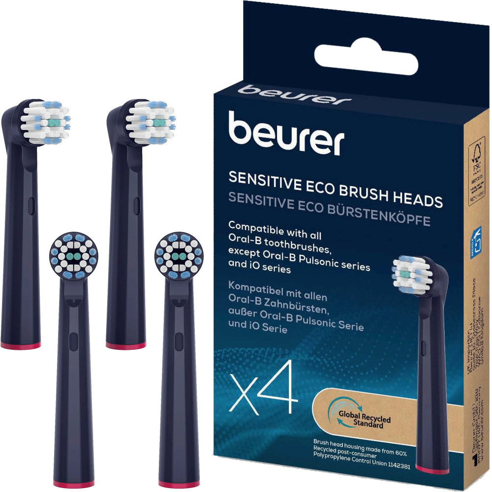 Beurer TB Testine di spazzola Sensitive Eco Green Planet, Testina