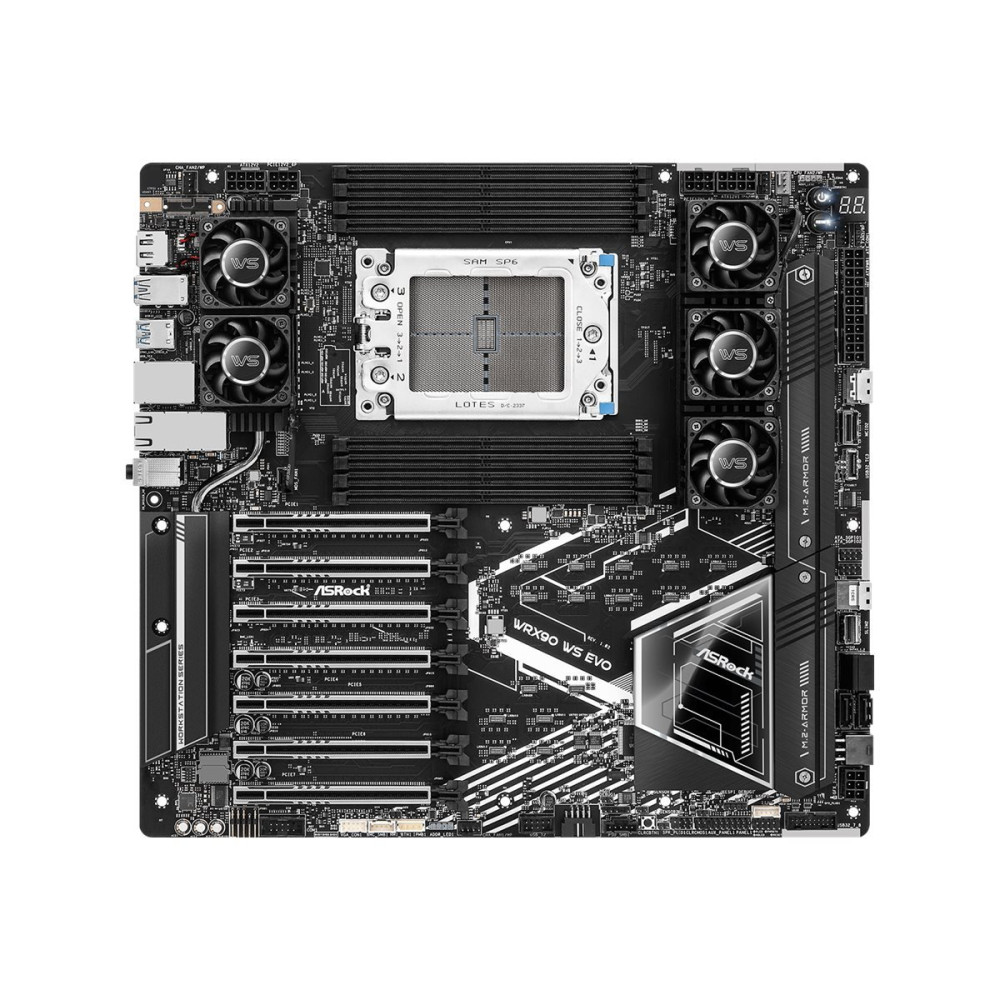 ASRock WRX90 WS EVO - Scheda madre - E-ATX / SSI EEB - Socket sTR5 - Chipsetto AMD WRX90 - USB-C 3.2 Gen 2x2, USB4, USB 3.2 Gen 