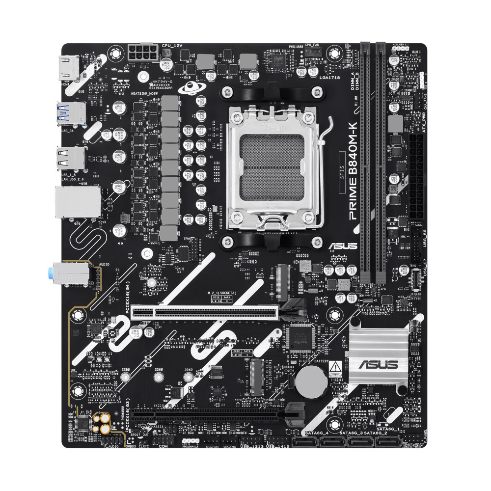 ASUS PRIME B840M-K - Scheda madre - micro ATX - Socket AM5 - Chipset AMD B840 - USB 3.2 Gen 1, USB-C 3.2 Gen 1 - LAN a 2,5 Gigab