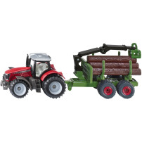 SIKU BLISTER Massey Ferguson con rimorchio forestale, Veicolo modello