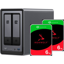 UGREEN DXP2800 + 2x 6 TB Seagate IronWolf HDD Pacchetto, NAS