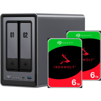 UGREEN DXP2800 + 2x 6 TB Seagate IronWolf HDD Pacchetto, NAS