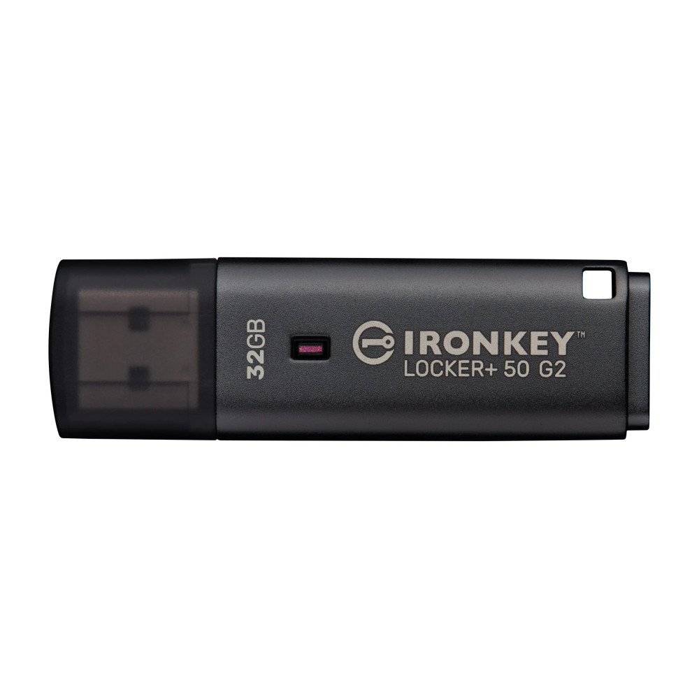Kingston IronKey 32GB Locker Plus 50 G2, FIPS 197, AES-256, 32 GB, USB Typ-A, 3.2 Gen 1 (3.1 Gen 1), 145 MB/s, con cappuccio, Ne