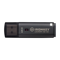Kingston IronKey 64GB Locker Plus 50 G2, FIPS 197, AES-256, 64 GB, USB Typ-A, 3.2 Gen 1 (3.1 Gen 1), 145 MB/s, con cappuccio, Ne