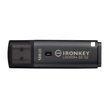 Kingston IronKey 128GB Locker Plus 50 G2, FIPS 197, AES-256, 128 GB, USB Tipo-A, 3.2 Gen 1 (3.1 Gen 1), 145 MB/s, Custodia, Nero