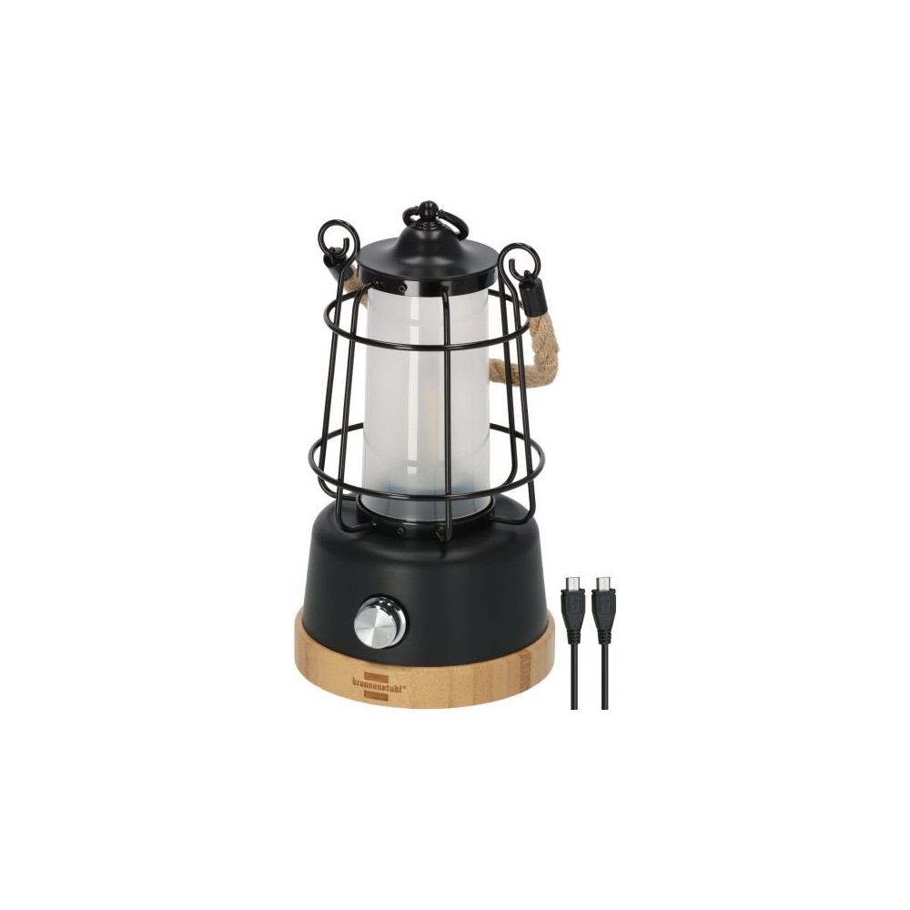 Brennenstuhl 1171800010, Torcia da Camping a Batteria, Nero, Legno, Metallo, Plastica, IP44, 350 lm, 75 h
