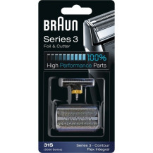 Braun Series 3 Testina di ricambio 31S color argento - Compatibile con i rasoi della Serie 3, Lama