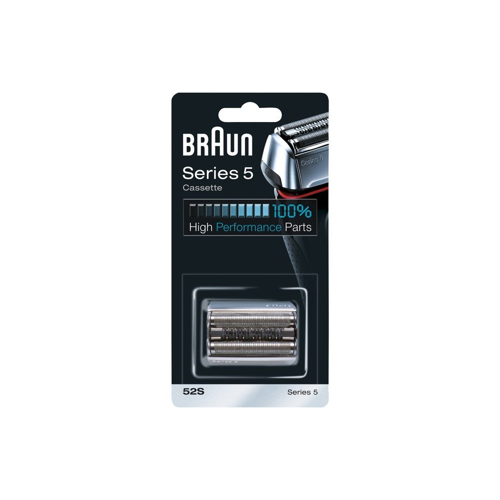 Braun Series 5 Testina di Ricambio per Rasoio Elettrico Uomo 52S Color Argento - Compatibile Con I Rasoi, Testina di rasatura