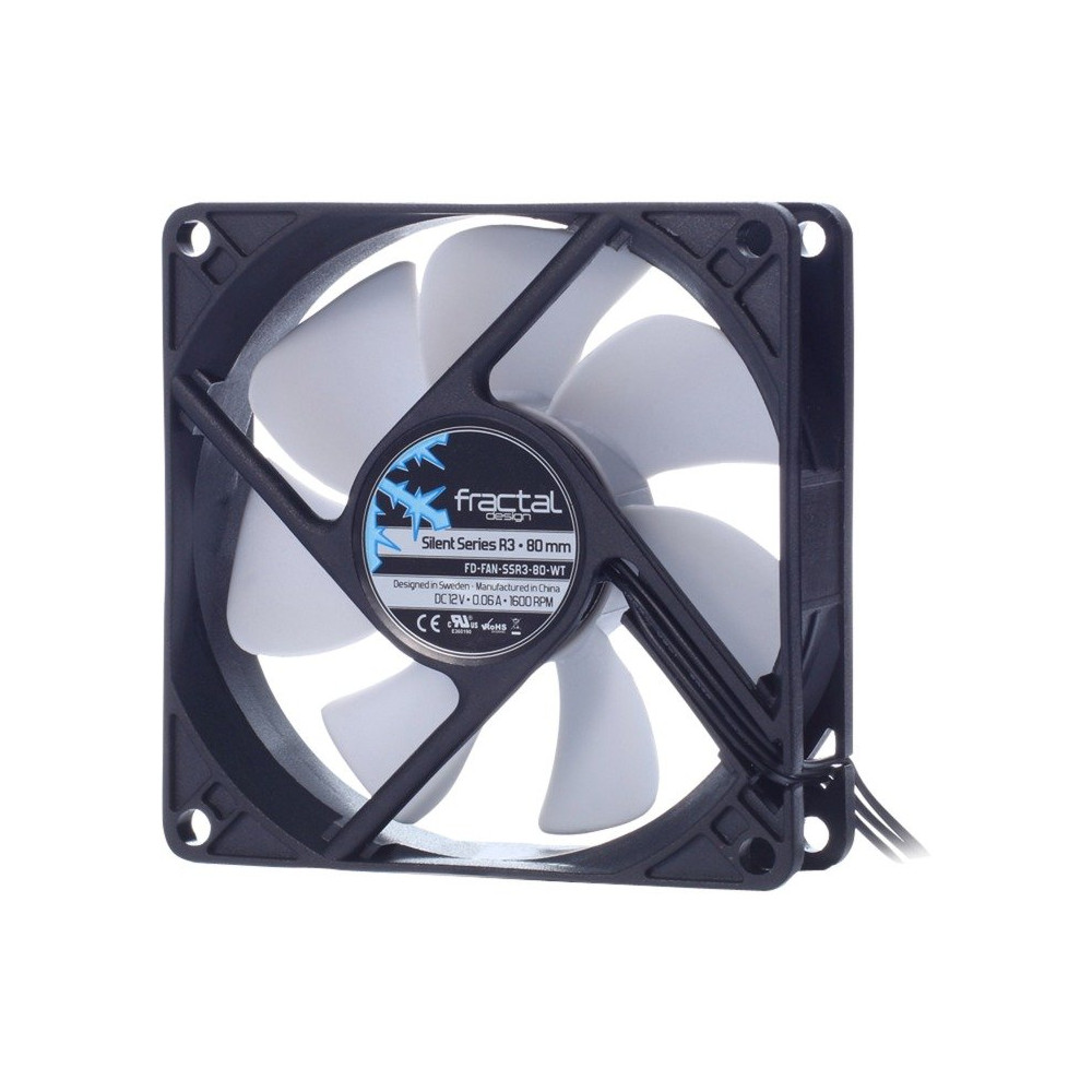 Fractal Design Silent Series R3 80 mm Case per computer Ventilatore 8 cm Nero, Bianco, Ventola