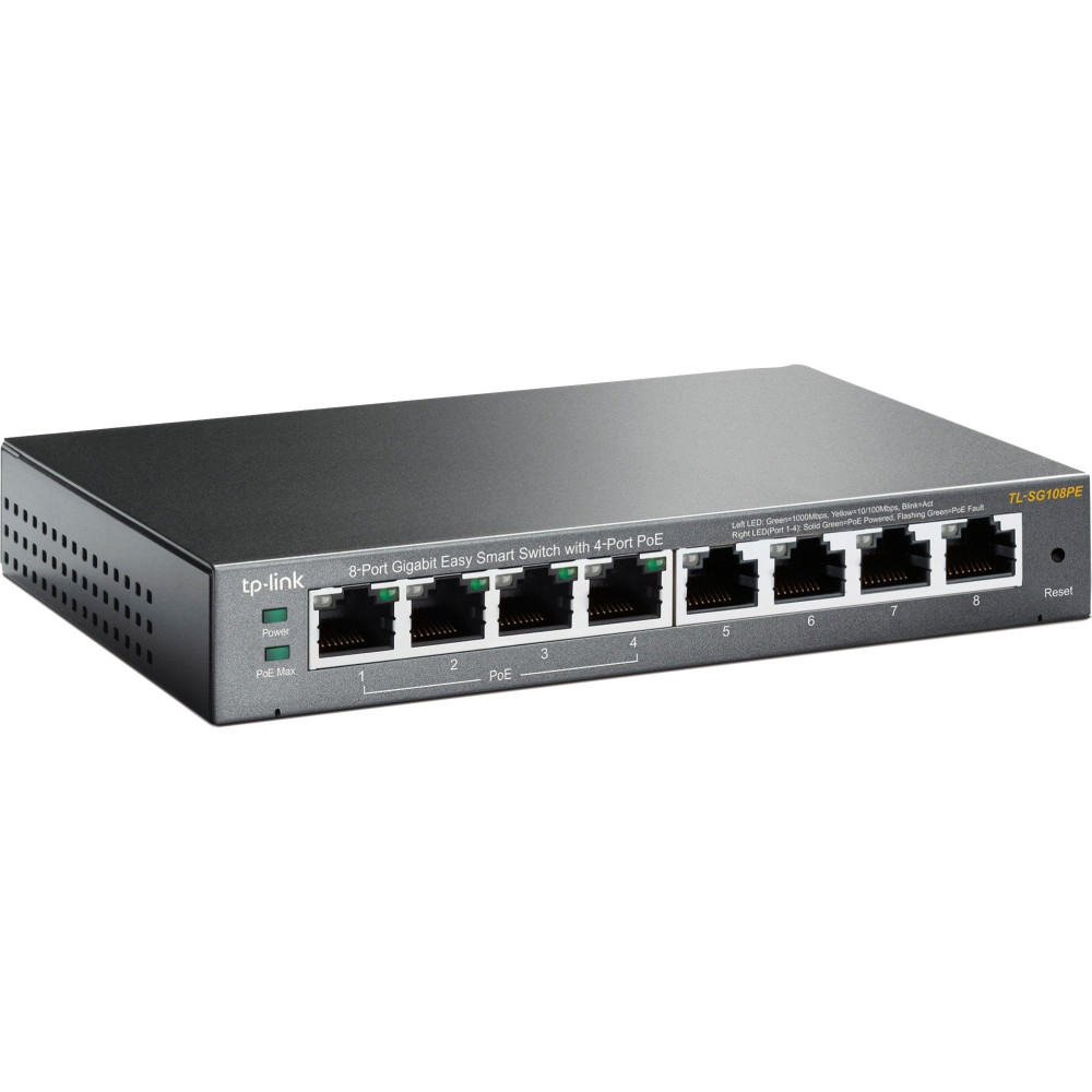 TP-Link TL-SG108PE Gestito L2 Gigabit Ethernet (10/100/1000) Supporto Power over Ethernet (PoE) Nero, Interruttore