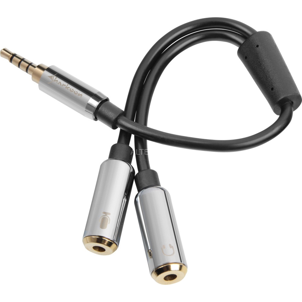 Sharkoon 0.12m, 3.5mm/2x3.5mm cavo audio 0,12 m Nero, Argento
