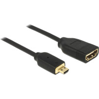 DeLOCK 0.2m, HDMI-A/HDMI Micro-D cavo HDMI 0,2 m HDMI tipo D (Micro) HDMI tipo A (Standard) Nero, Adattatore
