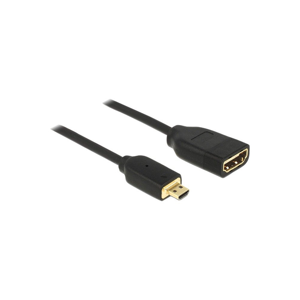 DeLOCK 0.2m, HDMI-A/HDMI Micro-D cavo HDMI 0,2 m HDMI tipo D (Micro) HDMI tipo A (Standard) Nero, Adattatore