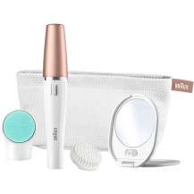 Braun FaceSpa Face Spa Depilatore Donna Epilatore Viso, Accessori Inclusi, Specchio e Pochette, Rivitalizza il Viso, 851V Bianco
