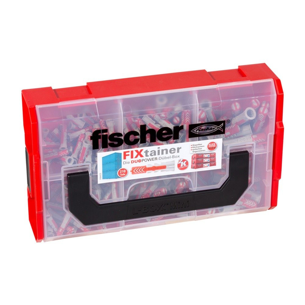 fischer 535968 scatola di conservazione Armadietto portaoggetti Rettangolare Nero, Rosso, Trasparente, Tassello