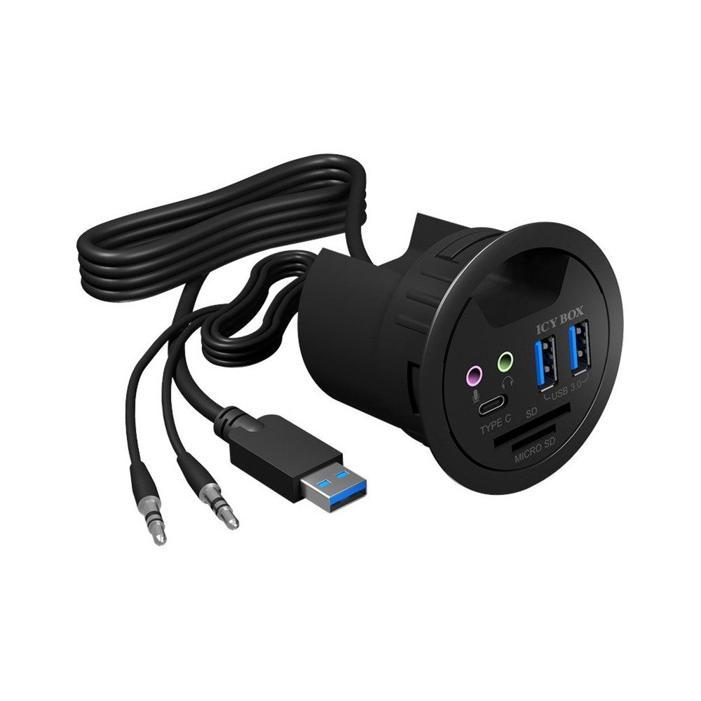ICY BOX IB-HUB1404A presa energia Nero, Hub USB