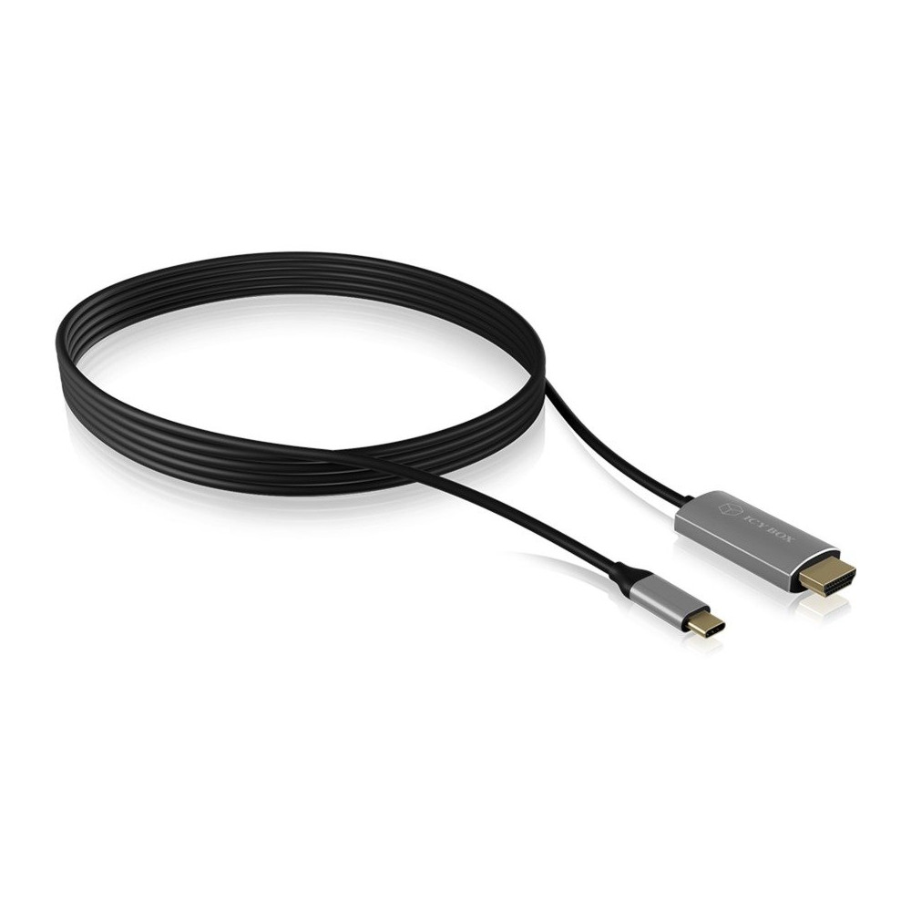 ICY BOX IB-CB020-C cavo HDMI 1,8 m HDMI tipo A (Standard) Nero, Argento