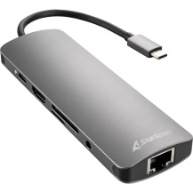 Sharkoon USB 3.0 Type C Combo Adapter scheda di interfaccia e adattatore HDMI, RJ-45, USB 3.2 Gen 1 (3.1 Gen 1), Docking station