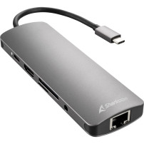 Sharkoon USB 3.0 Type C Combo Adapter scheda di interfaccia e adattatore HDMI, RJ-45, USB 3.2 Gen 1 (3.1 Gen 1), Docking station