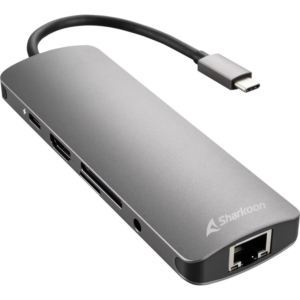 Sharkoon USB 3.0 Type C Combo Adapter scheda di interfaccia e adattatore HDMI, RJ-45, USB 3.2 Gen 1 (3.1 Gen 1), Docking station