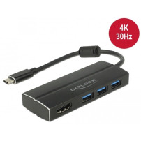 DeLOCK 63931 hub di interfaccia USB 3.2 Gen 1 (3.1 Gen 1) Type-C 5000 Mbit/s Nero, Hub USB