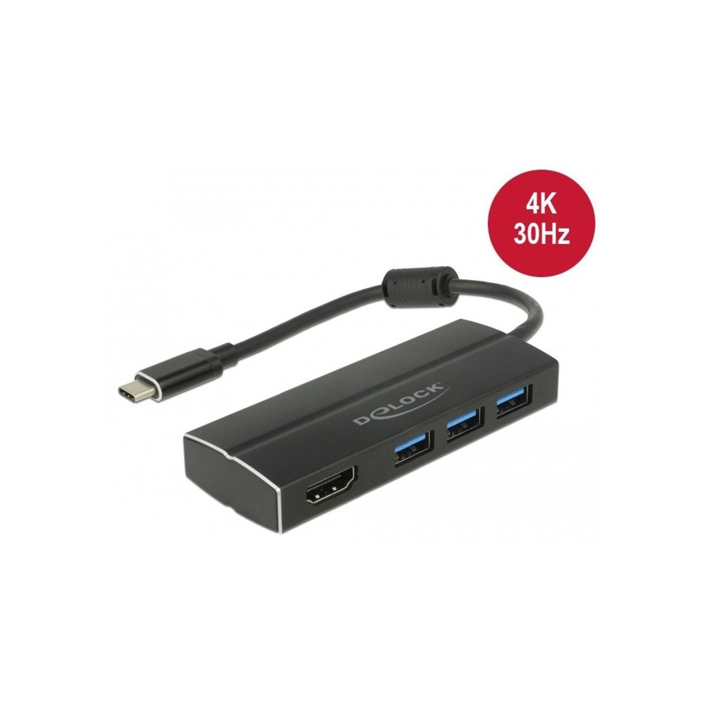 DeLOCK 63931 hub di interfaccia USB 3.2 Gen 1 (3.1 Gen 1) Type-C 5000 Mbit/s Nero, Hub USB