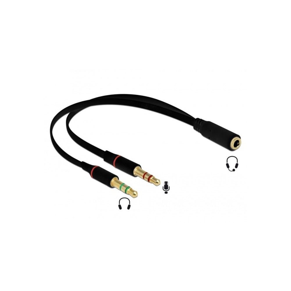 DeLOCK 65967 cavo audio 0,2 m 3.5mm 2 x 3.5mm Nero, Adattatore