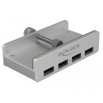 DeLOCK 64046 hub di interfaccia USB 3.2 Gen 1 (3.1 Gen 1) Type-A 5000 Mbit/s Argento, Hub USB