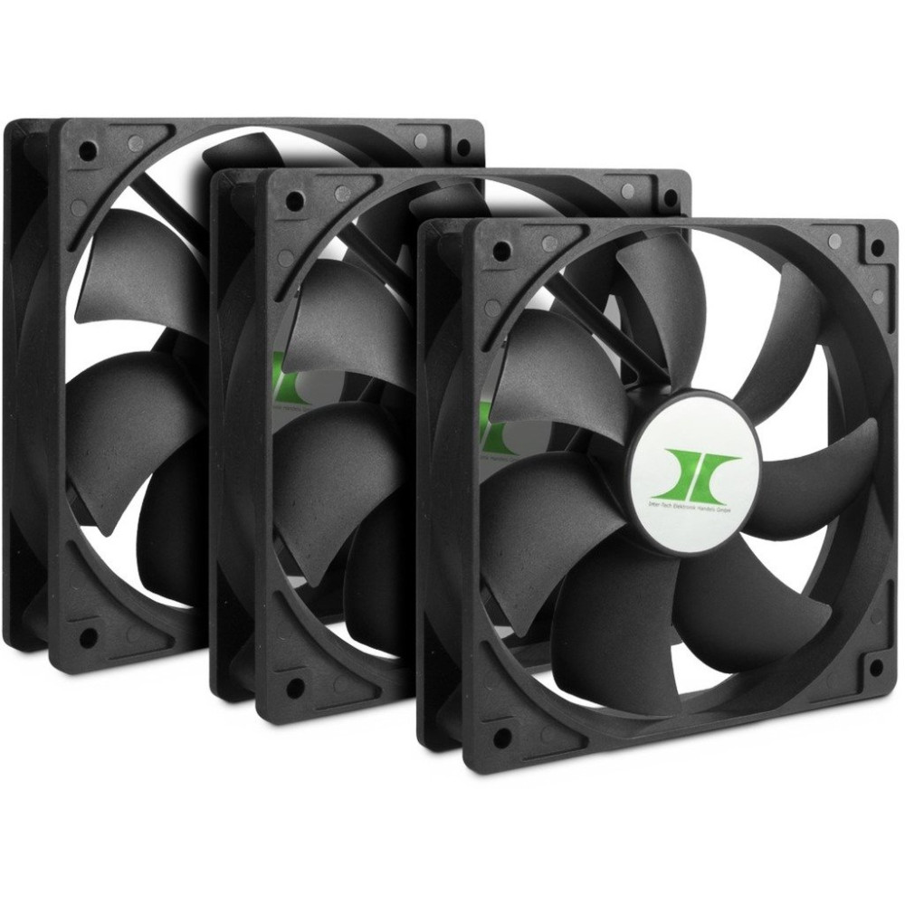 Inter-Tech 88887289 sistema di raffreddamento per computer Case per computer Ventilatore 12 cm Nero 3 pz, Ventola