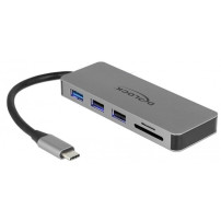 DeLOCK 87743 hub di interfaccia USB 3.2 Gen 1 (3.1 Gen 1) Type-C Grigio, Docking station