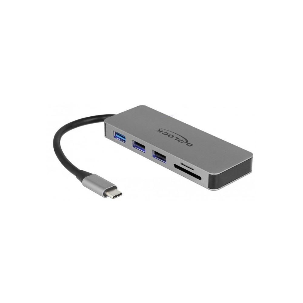 DeLOCK 87743 hub di interfaccia USB 3.2 Gen 1 (3.1 Gen 1) Type-C Grigio, Docking station