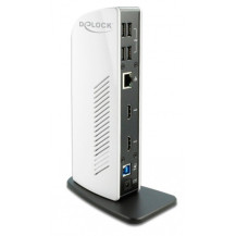 DeLOCK 87771 replicatore di porte e docking station per notebook Cablato Nero, Bianco