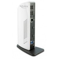 DeLOCK 87771 replicatore di porte e docking station per notebook Cablato Nero, Bianco