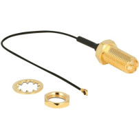DeLOCK 12465 cavo coassiale 0,1 m RP-SMA MHF IV/ HSC MXHP32 Nero, Adattatore