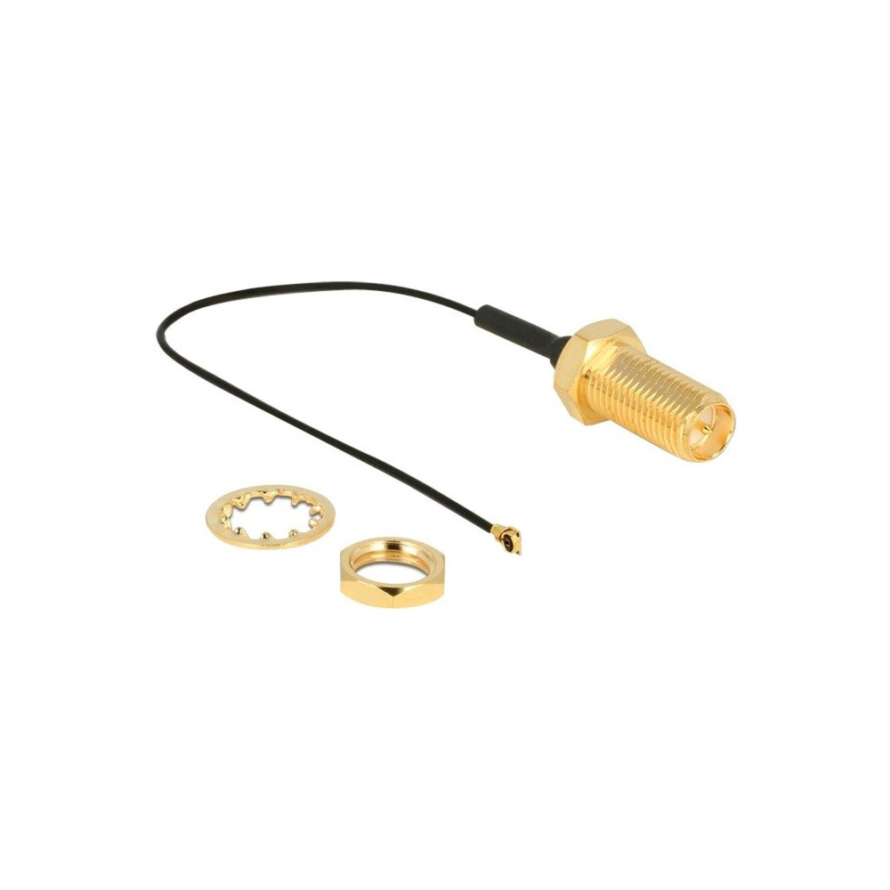 DeLOCK 12465 cavo coassiale 0,1 m RP-SMA MHF IV/ HSC MXHP32 Nero, Adattatore