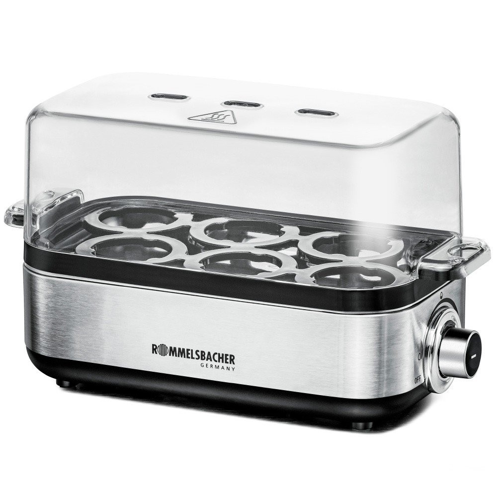 ROMMELSBAcher ER 600, 6 uova, acciaio inossidabile, acciaio inossidabile trasparente, 400 W, 230 V, 228 mm