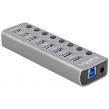 DeLOCK 63264 hub di interfaccia USB 3.2 Gen 1 (3.1 Gen 1) Type-B Grigio, Hub USB